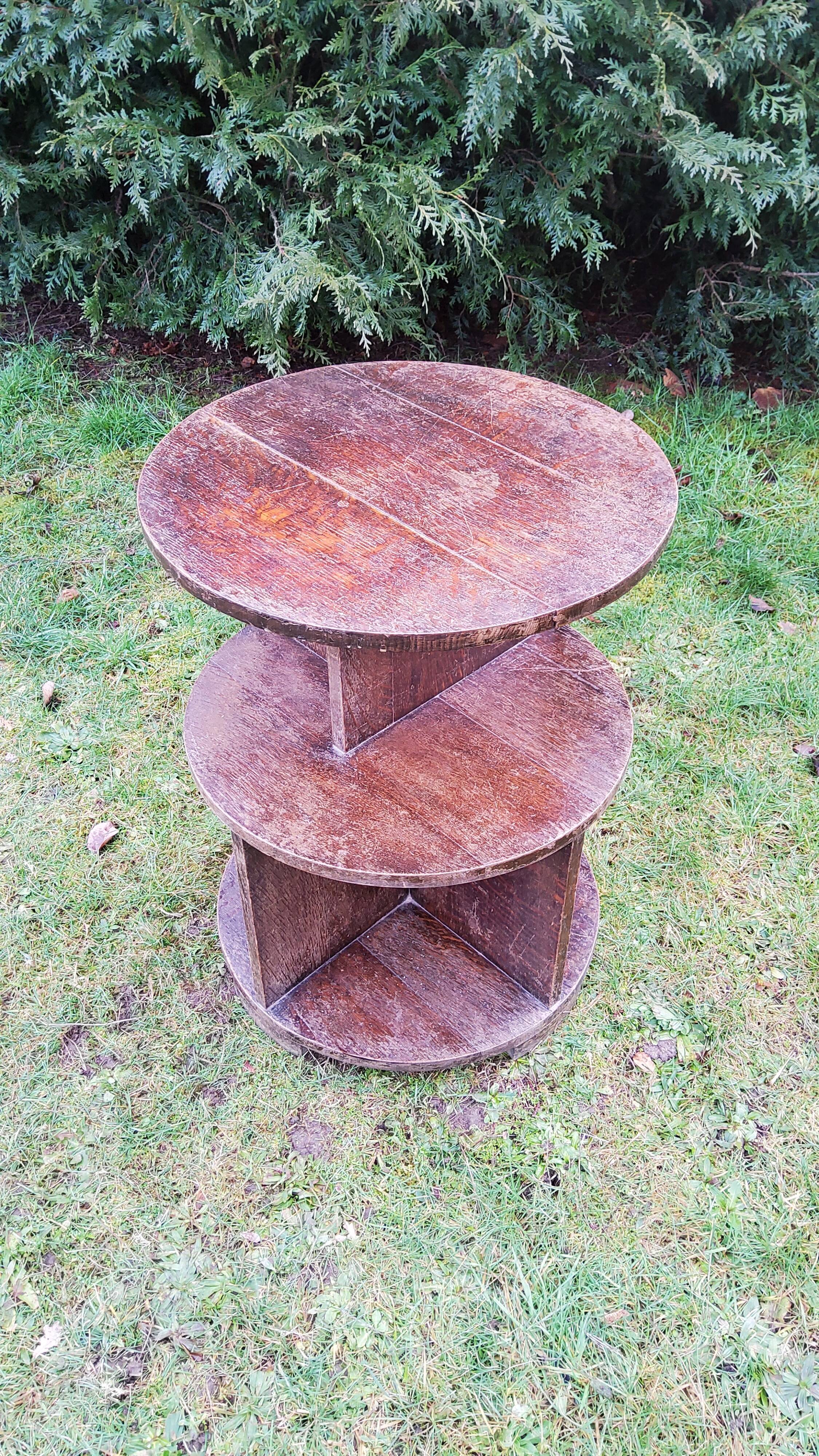 Gueridon art deco library 1930 in oak