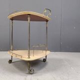 Italian Lacquered Goatskin / Parchment Serving Bar Cart by Aldo Tura, 1960s