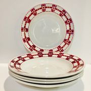 5 hollow plates in burgundy and red earthenware Stuart mill ds loups