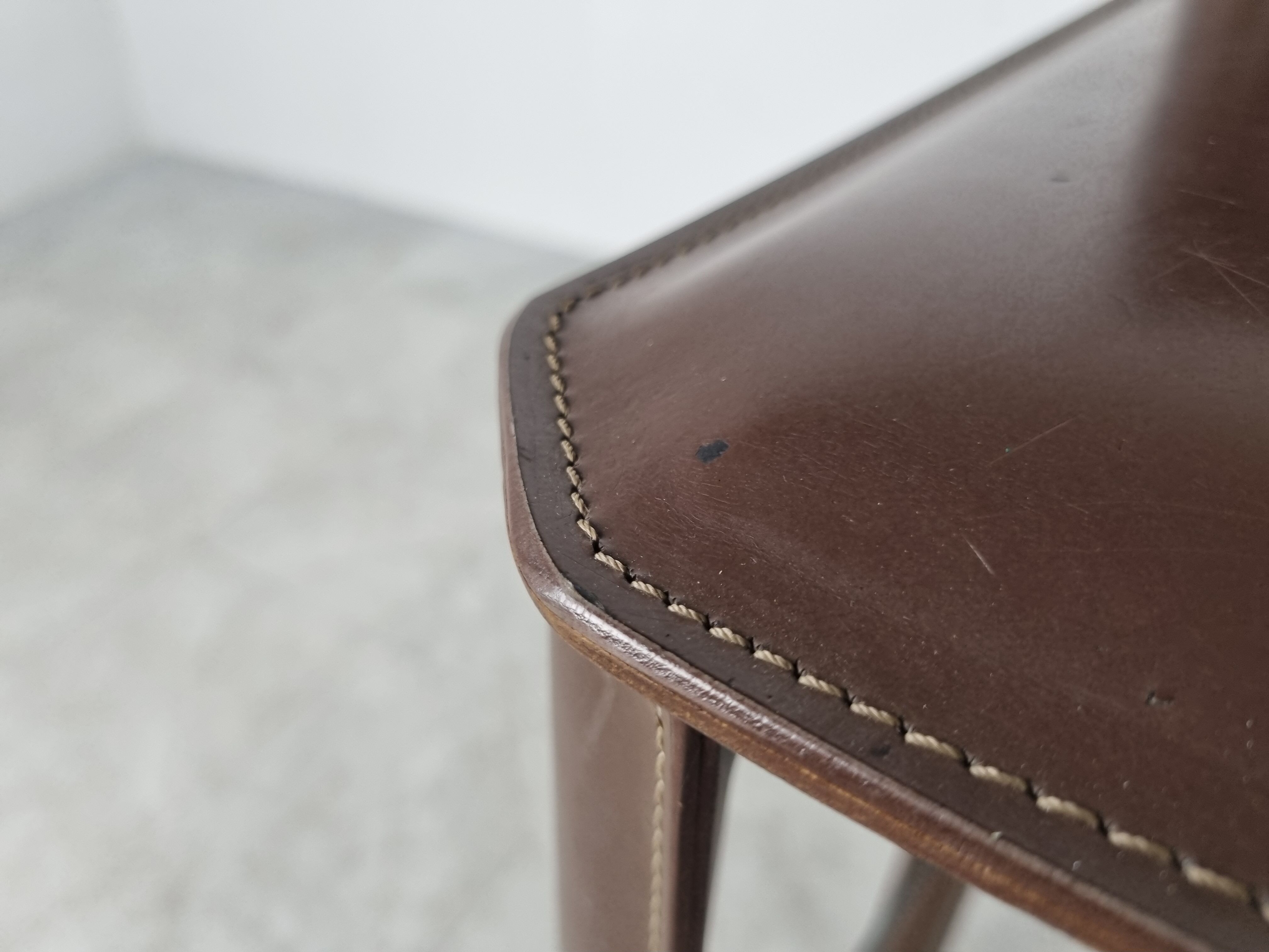 Brazilian leather bar stools, 1980s
