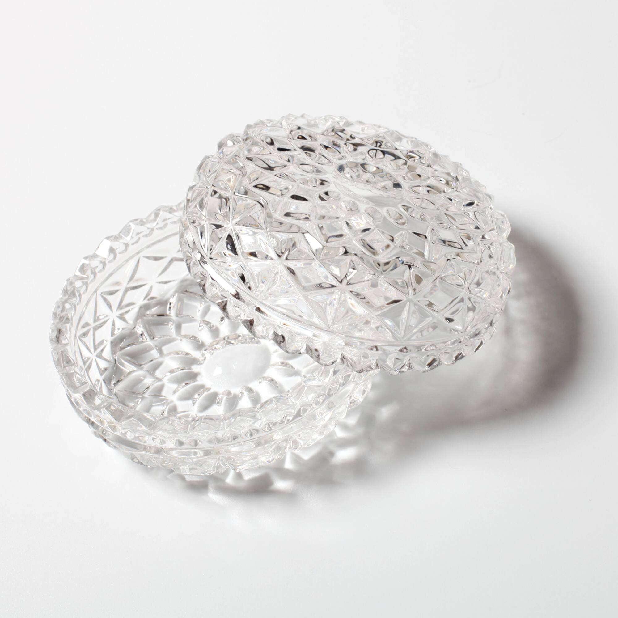 Mid-Century Crystal Bonbon Jar: Vintage Glass Jewelry Box, Italy 1970s