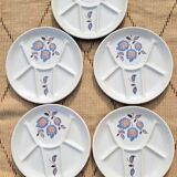 Plate set of 5 St Amand vintage Sologne model