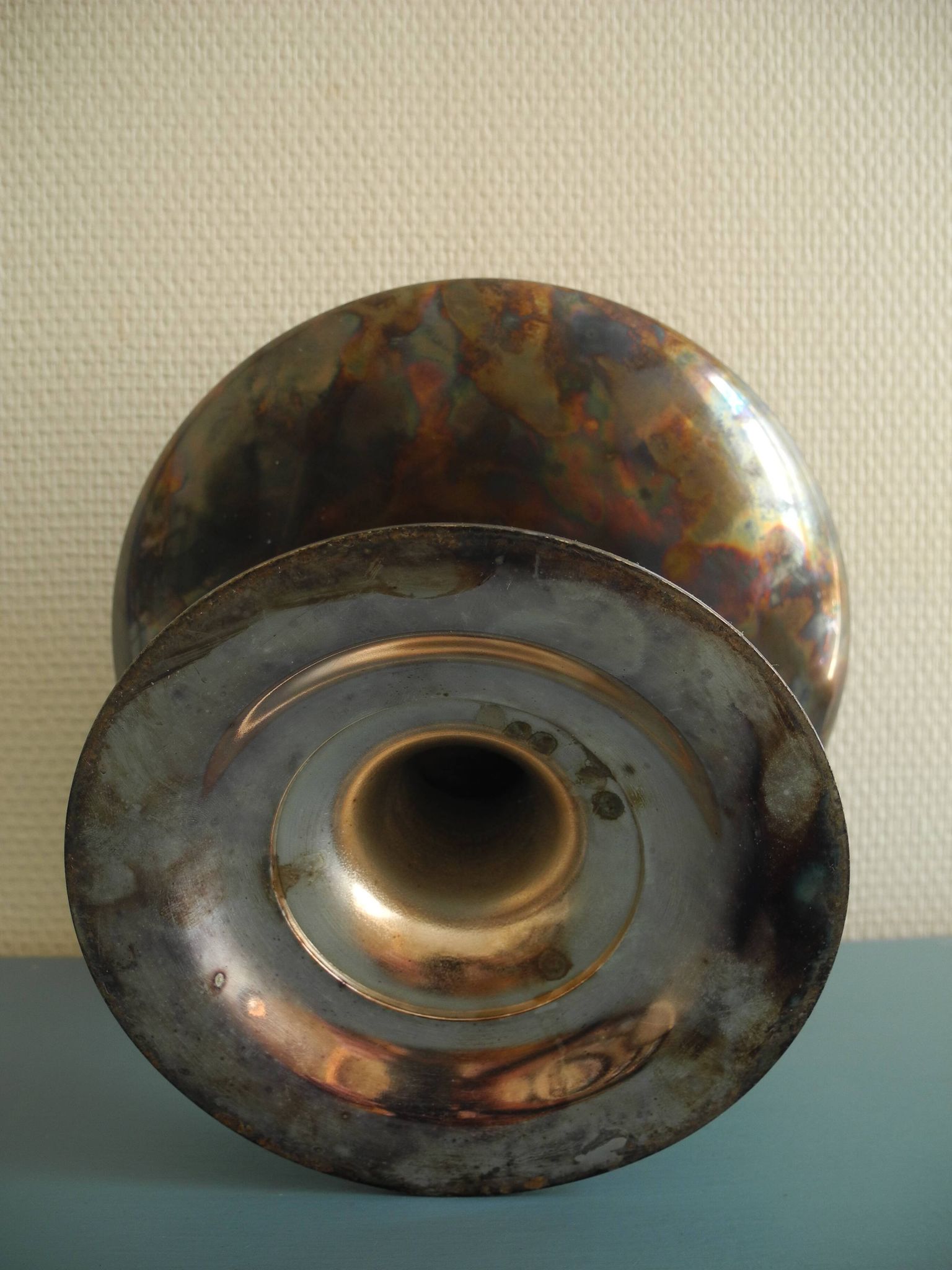 old silver-plated metal bowl cup shabby chic