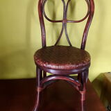 Desk and chair in rattan and vintage wood