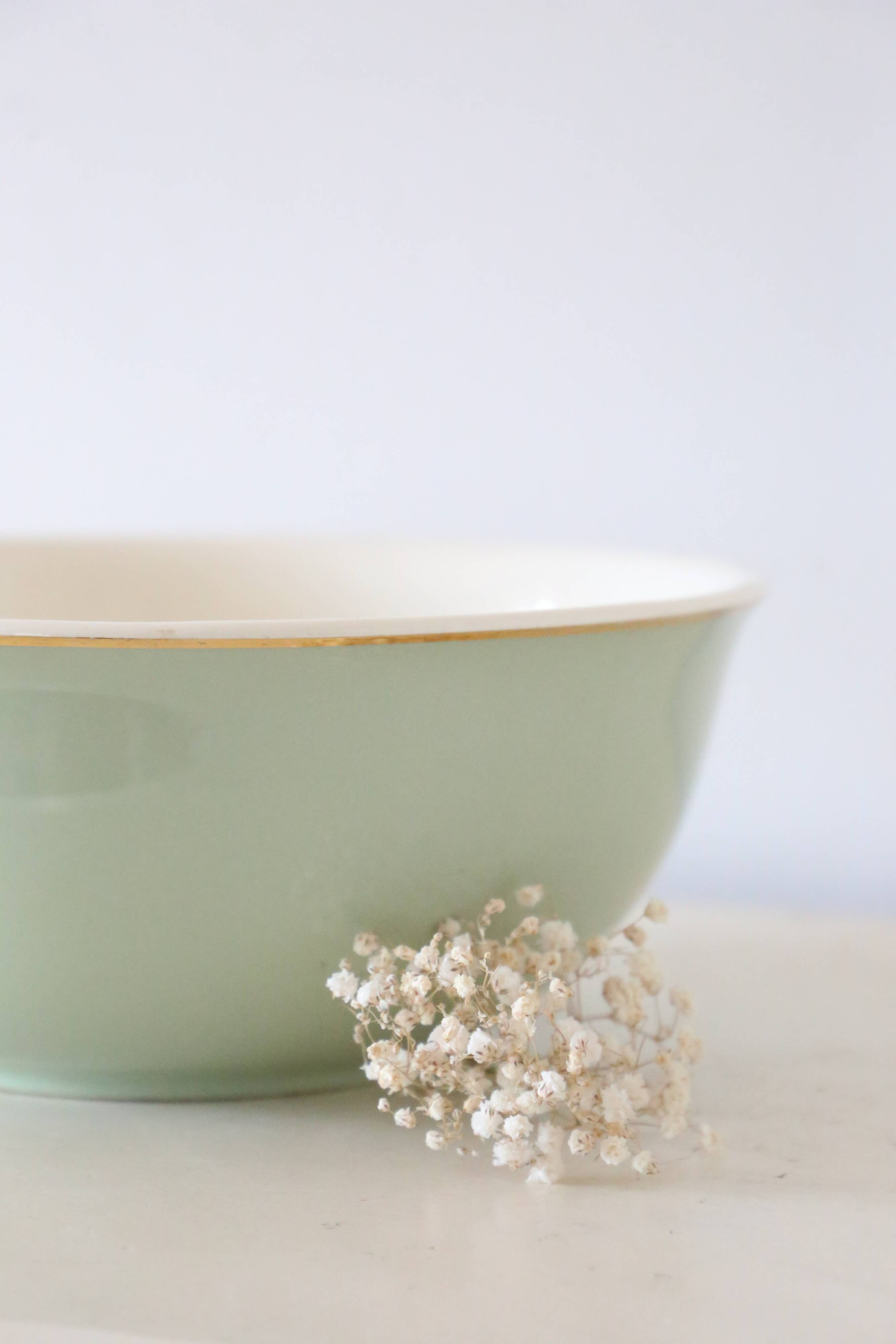 Green mint salad bowl, Villeroy and Boch, vintage