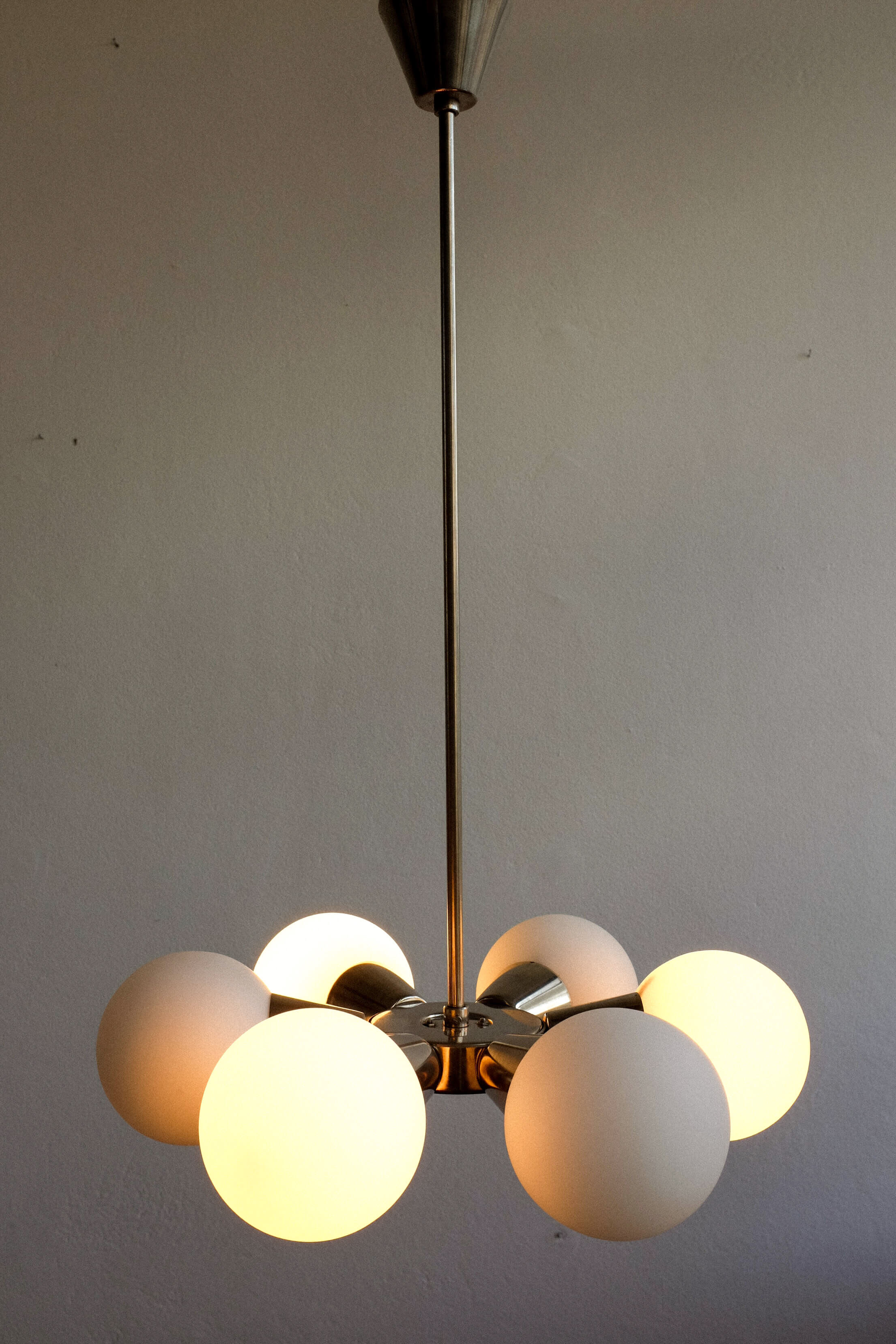Silver Sputnik chandelier by Jaroslav Bejvl for Kamenický Šenov, 1970s