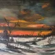 Vintage Winter Landscape Oil Painting