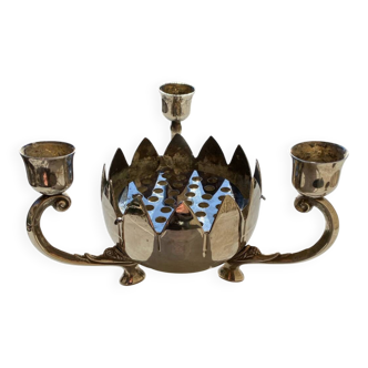 Flower pick silver candlestick