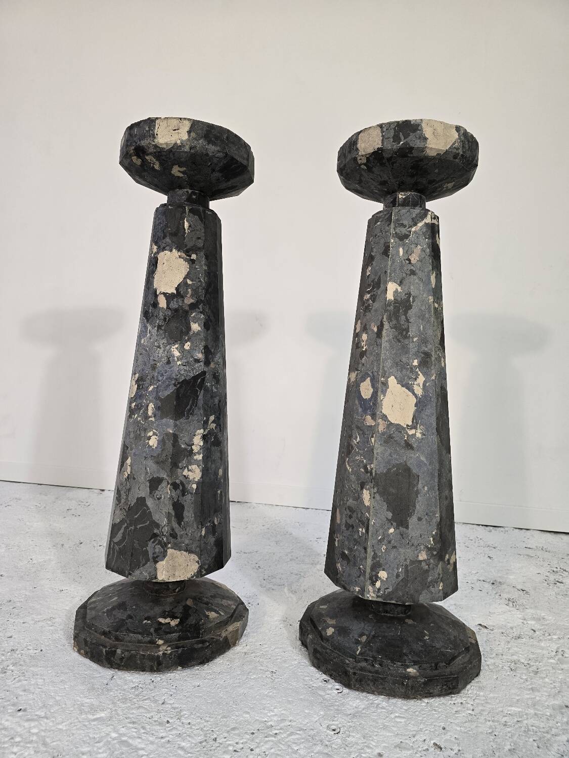 Pair of Art Deco marble columns 1900