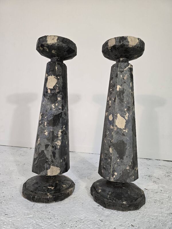 Paire de colonnes en marbre art déco 1900