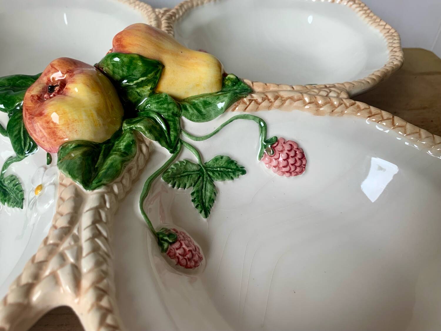 Large vintage barbotine aperitif serving dish