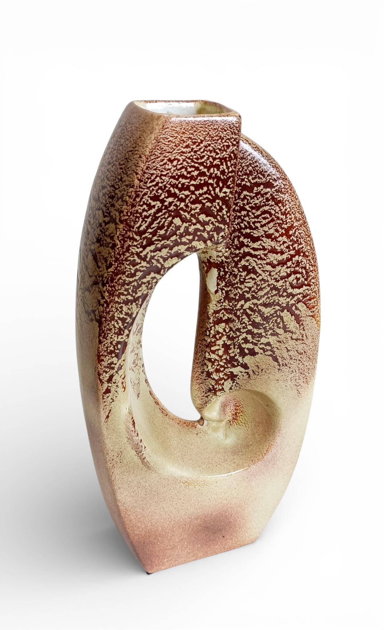 Midcentury Ceramic Vase Sculpture by Roberto Rigon for Bertoncello, Italy, 1960s