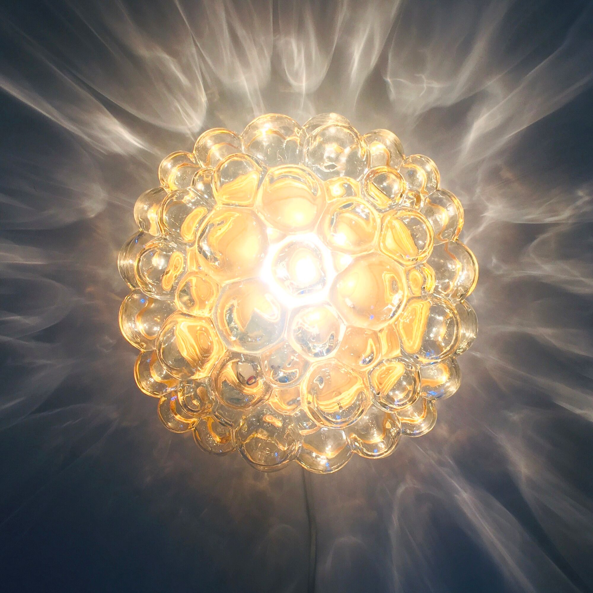Amber bubble glass flush mount by Helena Tynell For Limburg, Germany, 1970s