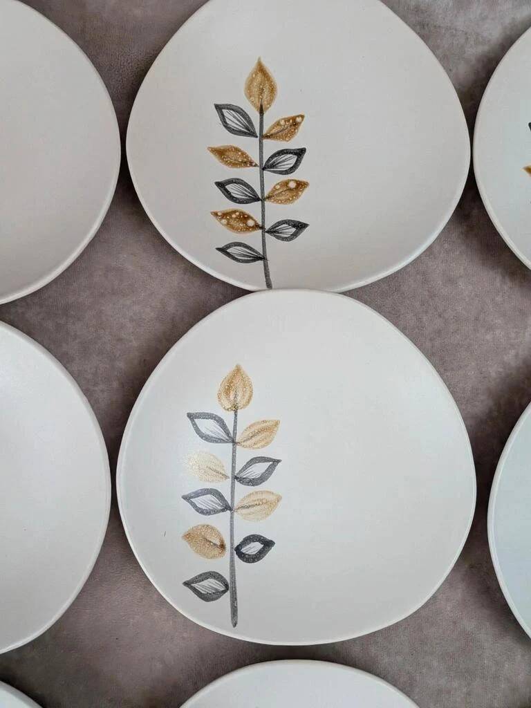 Set of 11 vintage dessert plates from Niderviller – 1970s – Capron Vallauris style