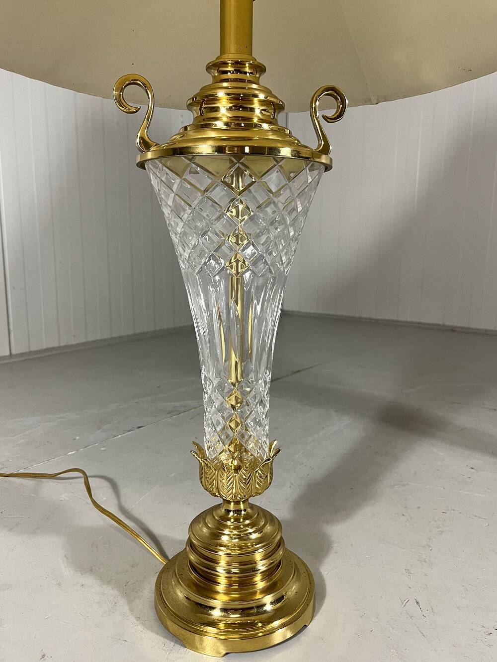 Hollywood Regency crystal & brass table lamps by Underwriters Laboratories Inc
