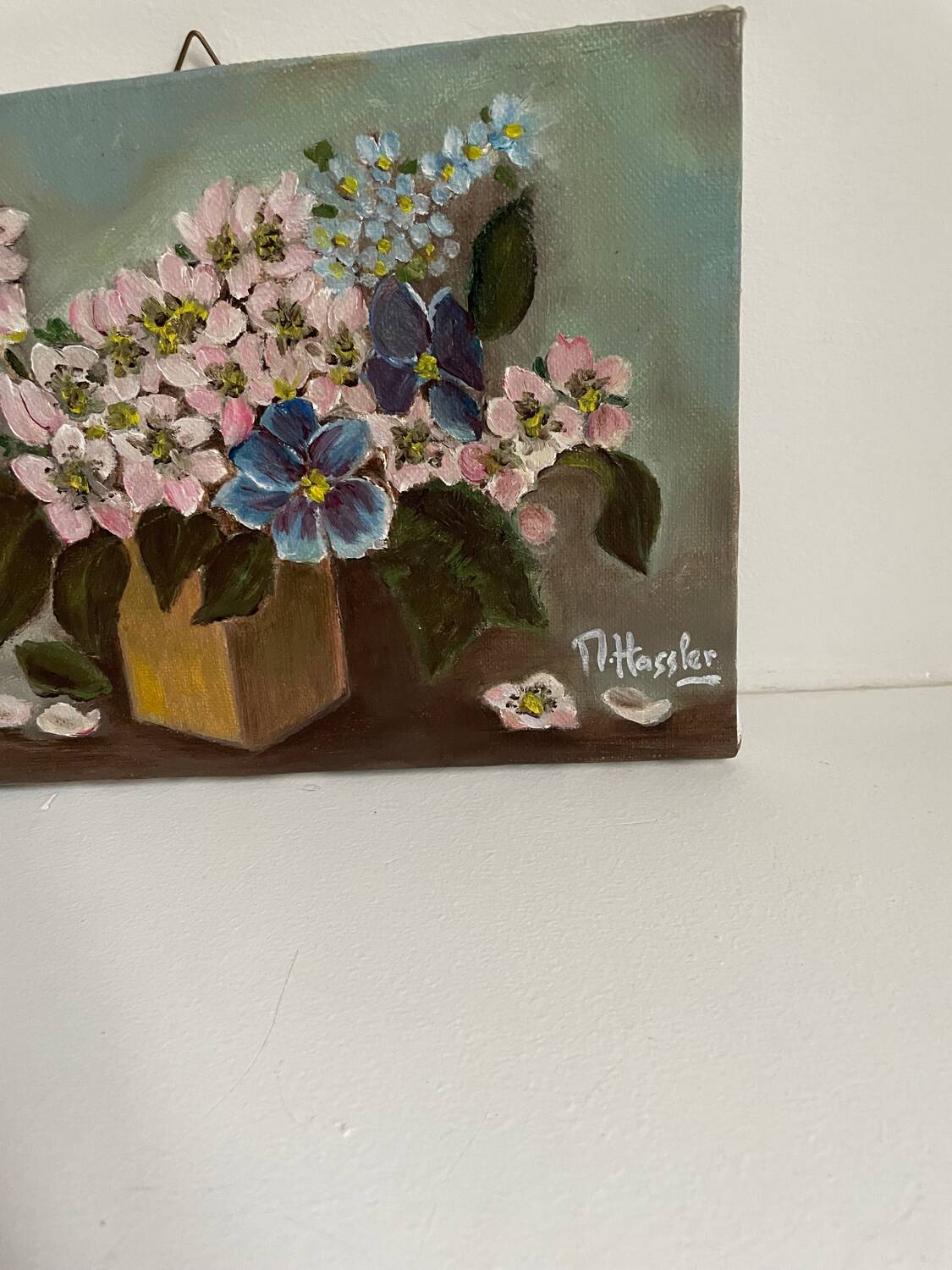 Small oil on old canvas