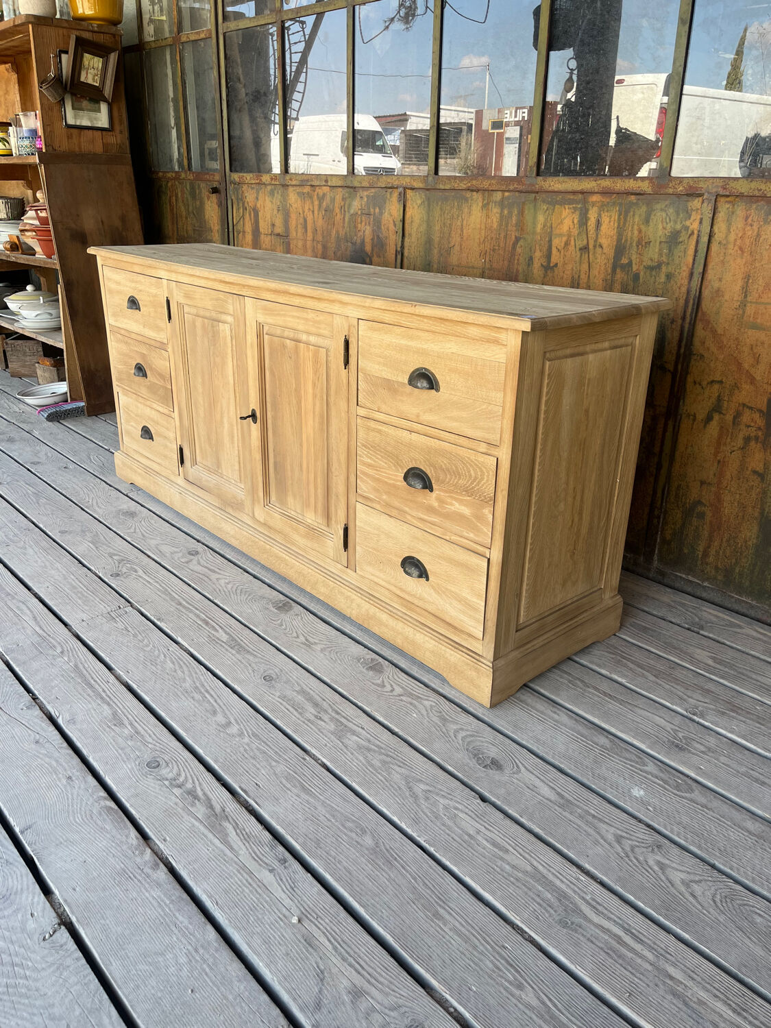Raw wood sideboard