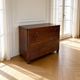 Italian art deco burl walnut chest of drawers, 1850s.
