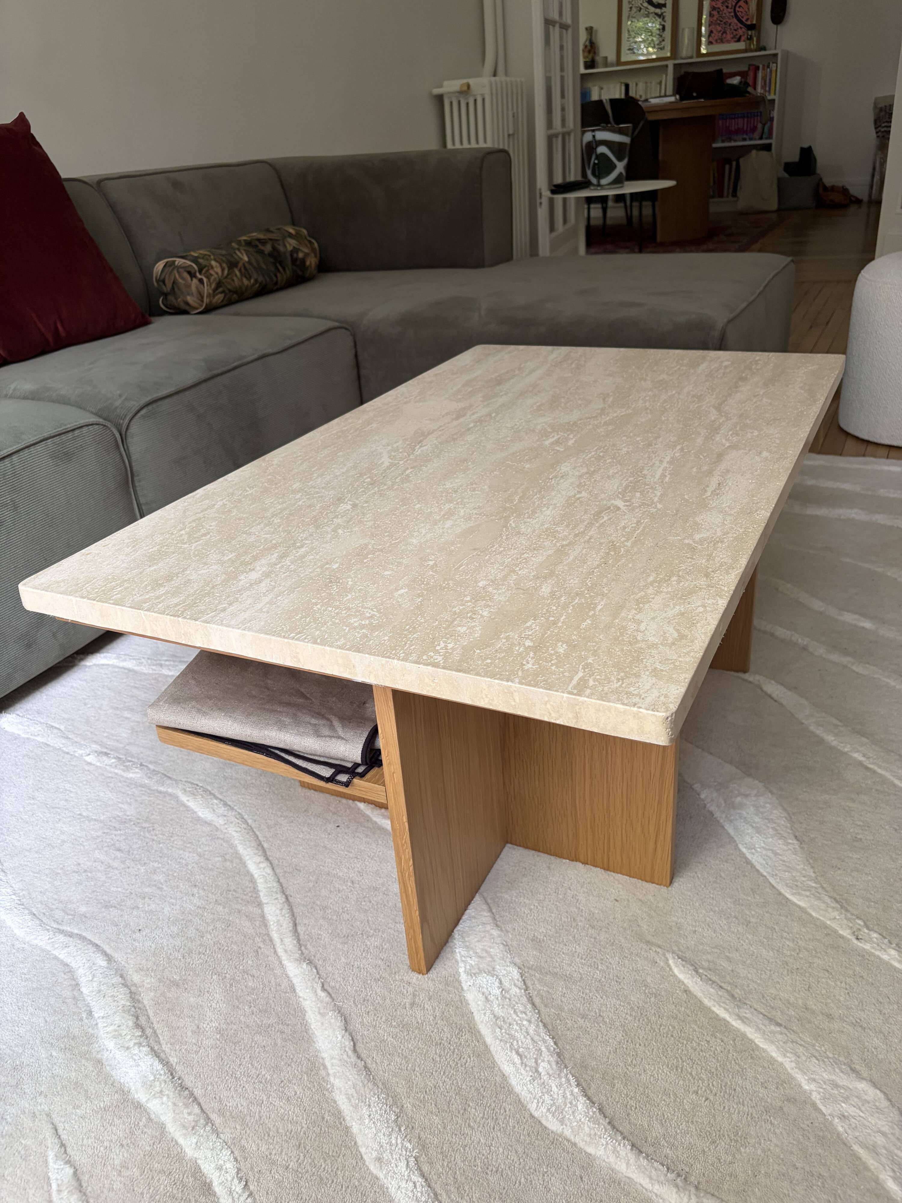 New travertine coffee table