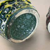 set of 2 Rare Super Color Crusty Fat Lava Vases by Scheurich, Germany WGP, 1970s