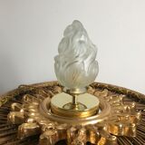Brass table lamp and vintage torch globe