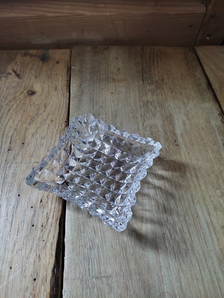 Empty pocket Ashtray Glass Molded tile shape Old Vintage