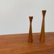 Vintage Danish teak candle holders, set of 2.