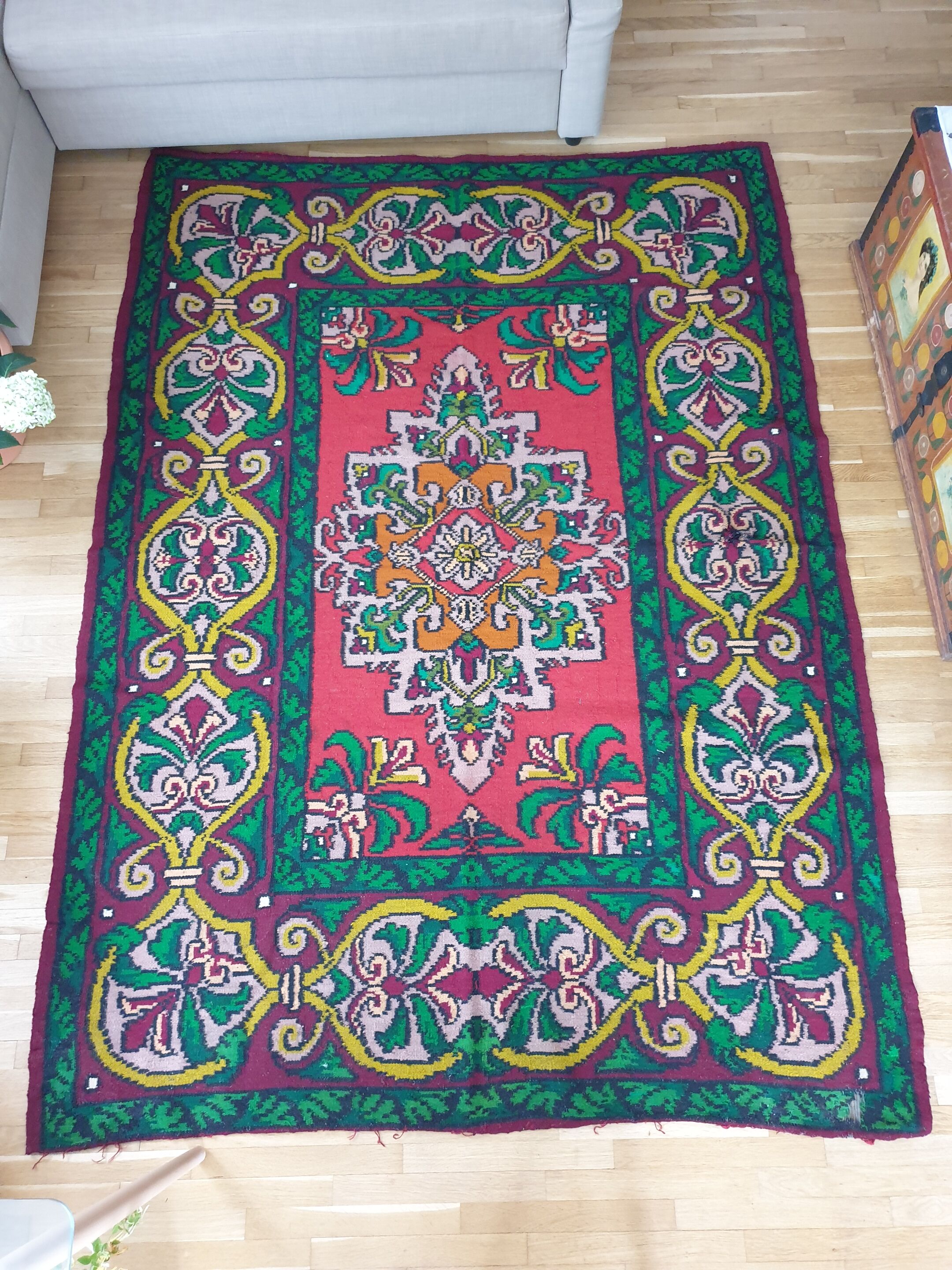 Tapis en laine roumain fait à la main, 247X177 cm