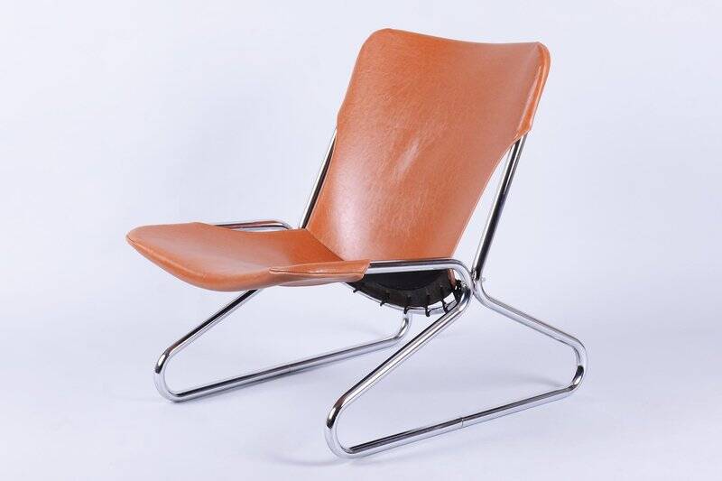 German Bauhaus Armchair in Leather by Lusch and Co West, 1970s