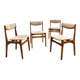 4x Chaises de salle à manger en teck Danemark années 60