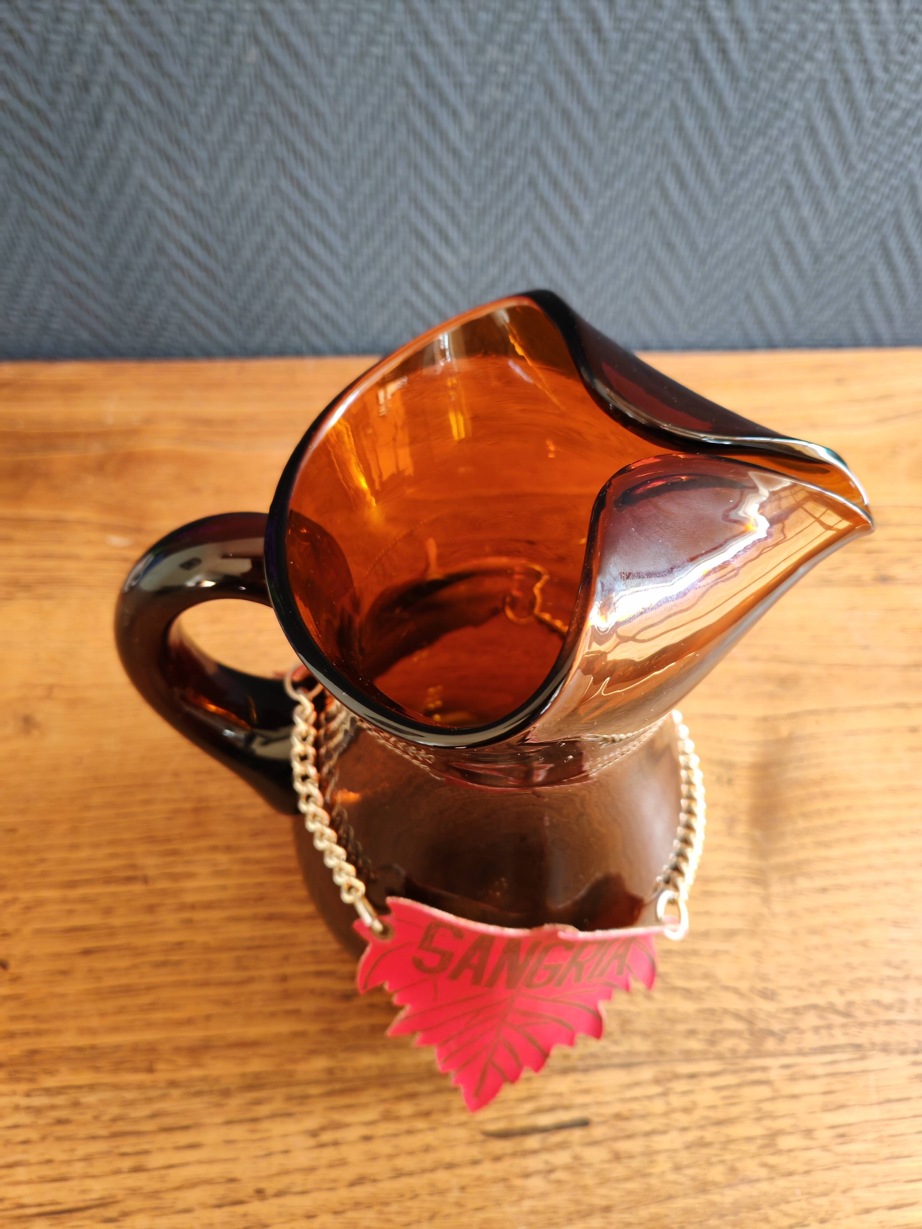 Carafe à Sangria Vintage Espagnole - Pichet en Verre Ambré Rétro