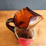 Carafe à Sangria Vintage Espagnole - Pichet en Verre Ambré Rétro