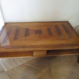 Large coffee table - cherry finish - solid wood - butterfly motifs