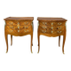 Pair of Louis XV style bedside tables in rosewood marquetry.