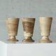 Set of 3 mid-century pottery cups from the 1960s.