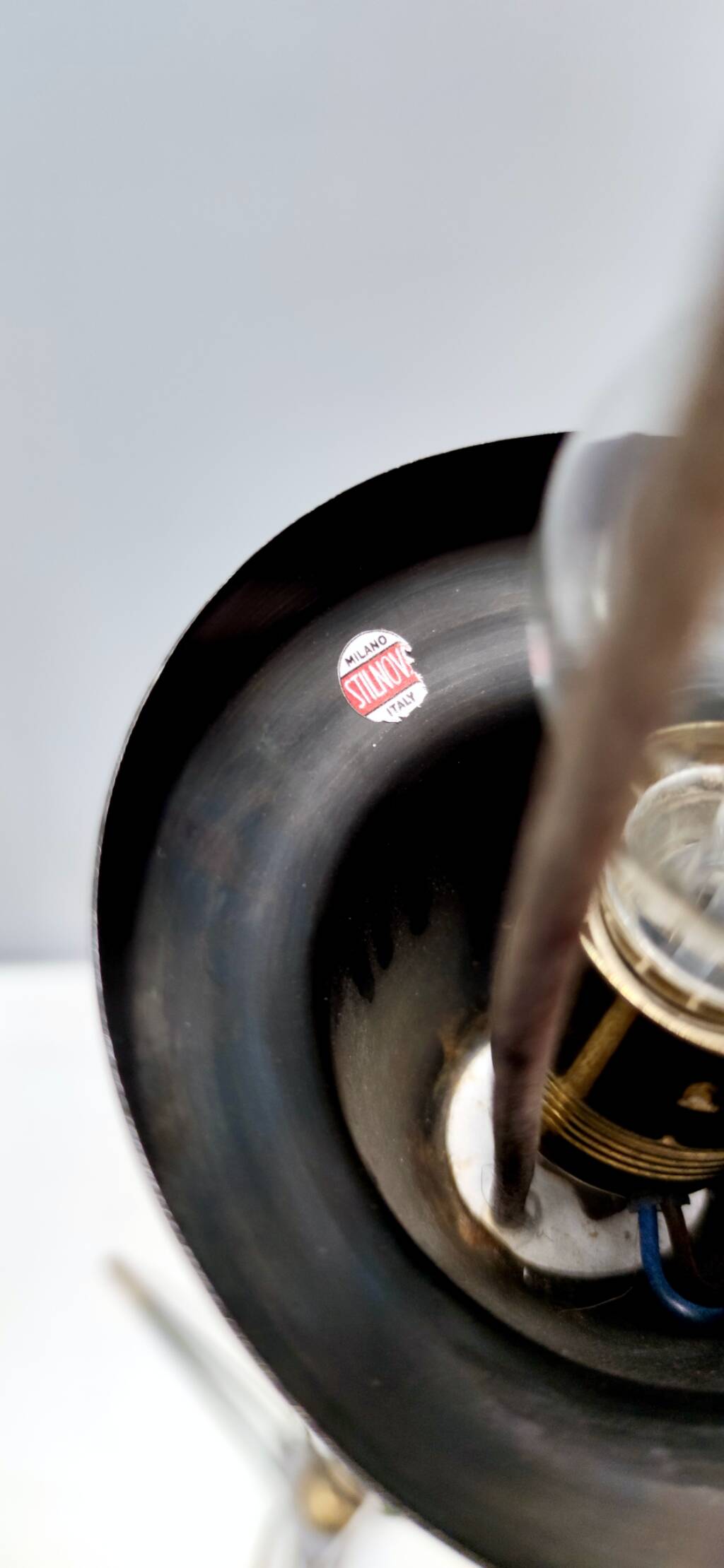 White Opaline Glass and Black Iron Floor Lamp by Stilnovo, Italy