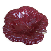 Saladier ou corbeille à fruits feuille bordeaux liseré doré Verceram