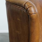Fauteuil à oreilles vintage en cuir de mouton