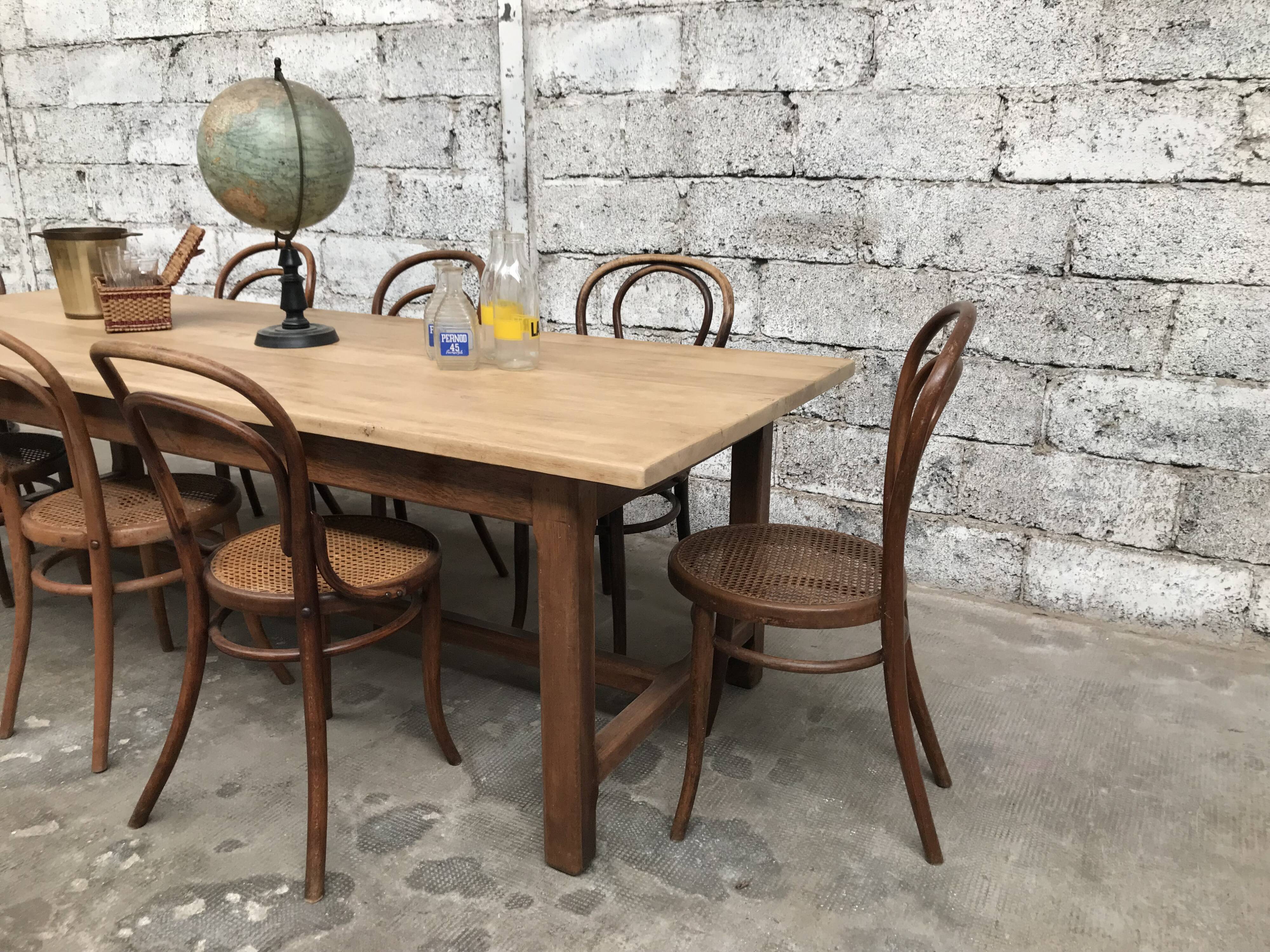 Old oak farm table industrial vintage early twentieth