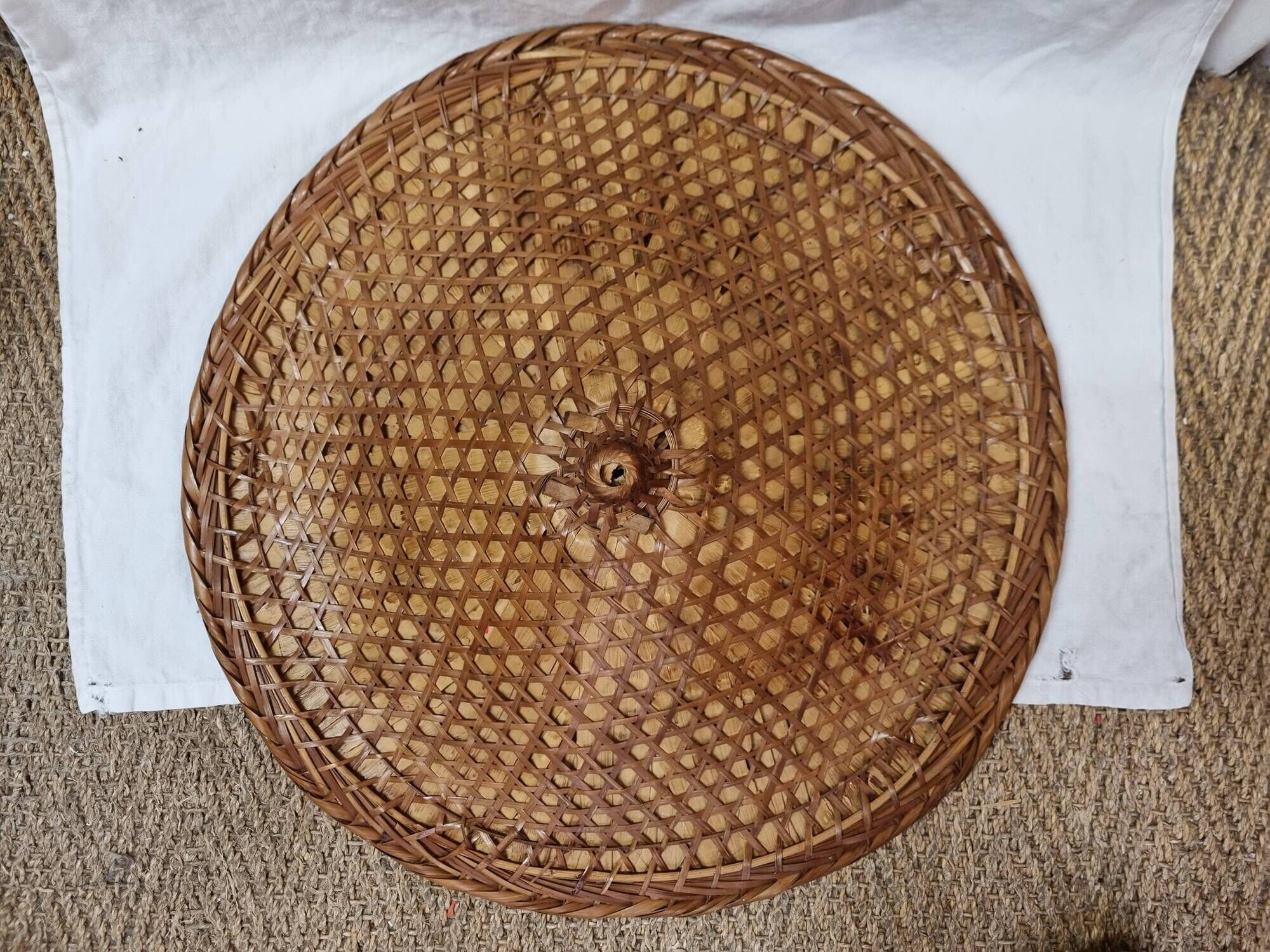 Braided Asian rattan hat from 1970