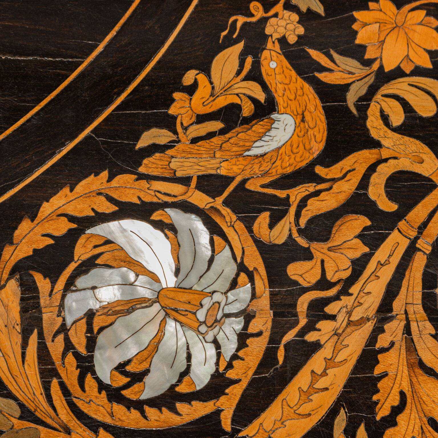 Antique table attributed to Luigi and Angiolo Falcini in chestnut wood, Italy, 19th century.