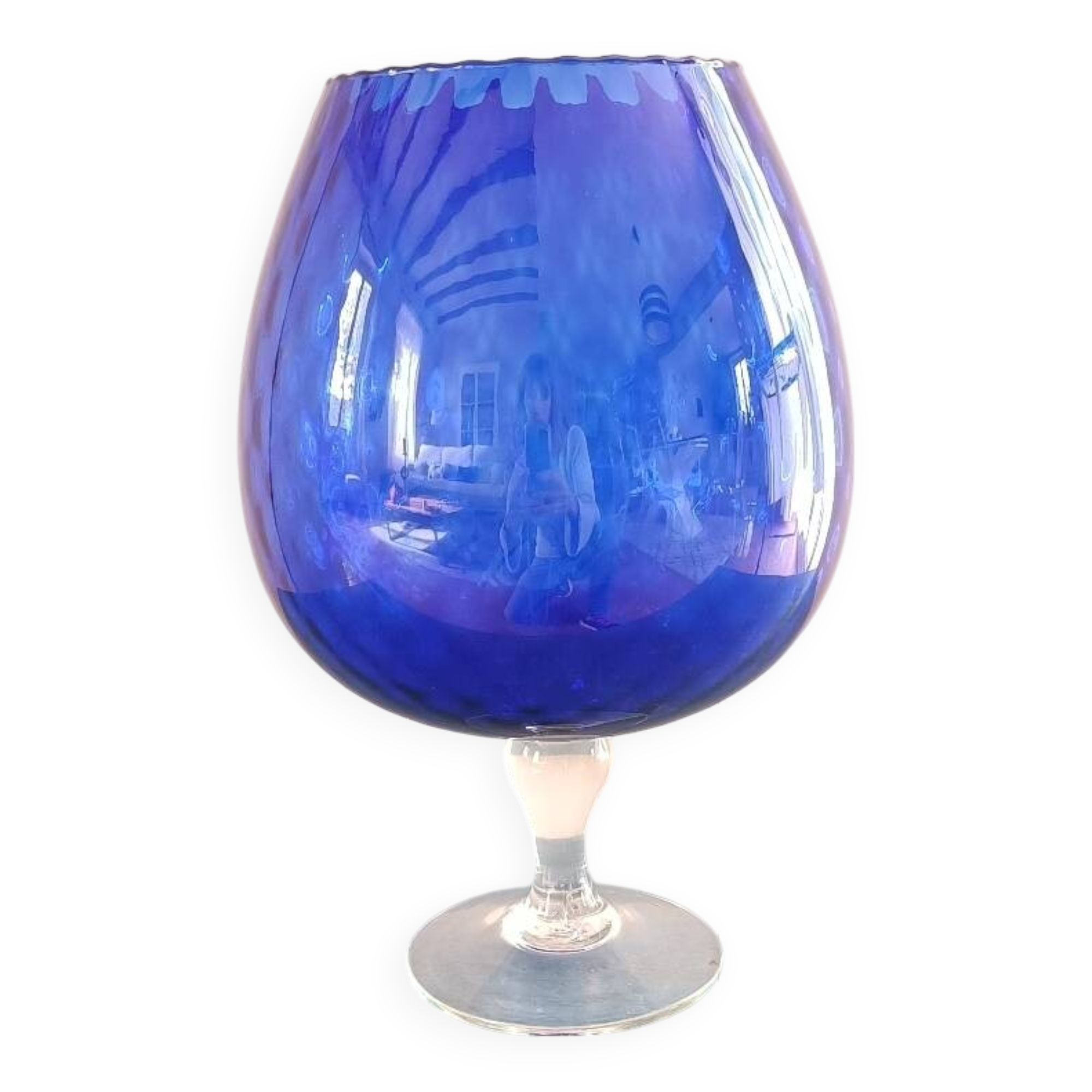 Très grand verre / vase Empoli Bleu