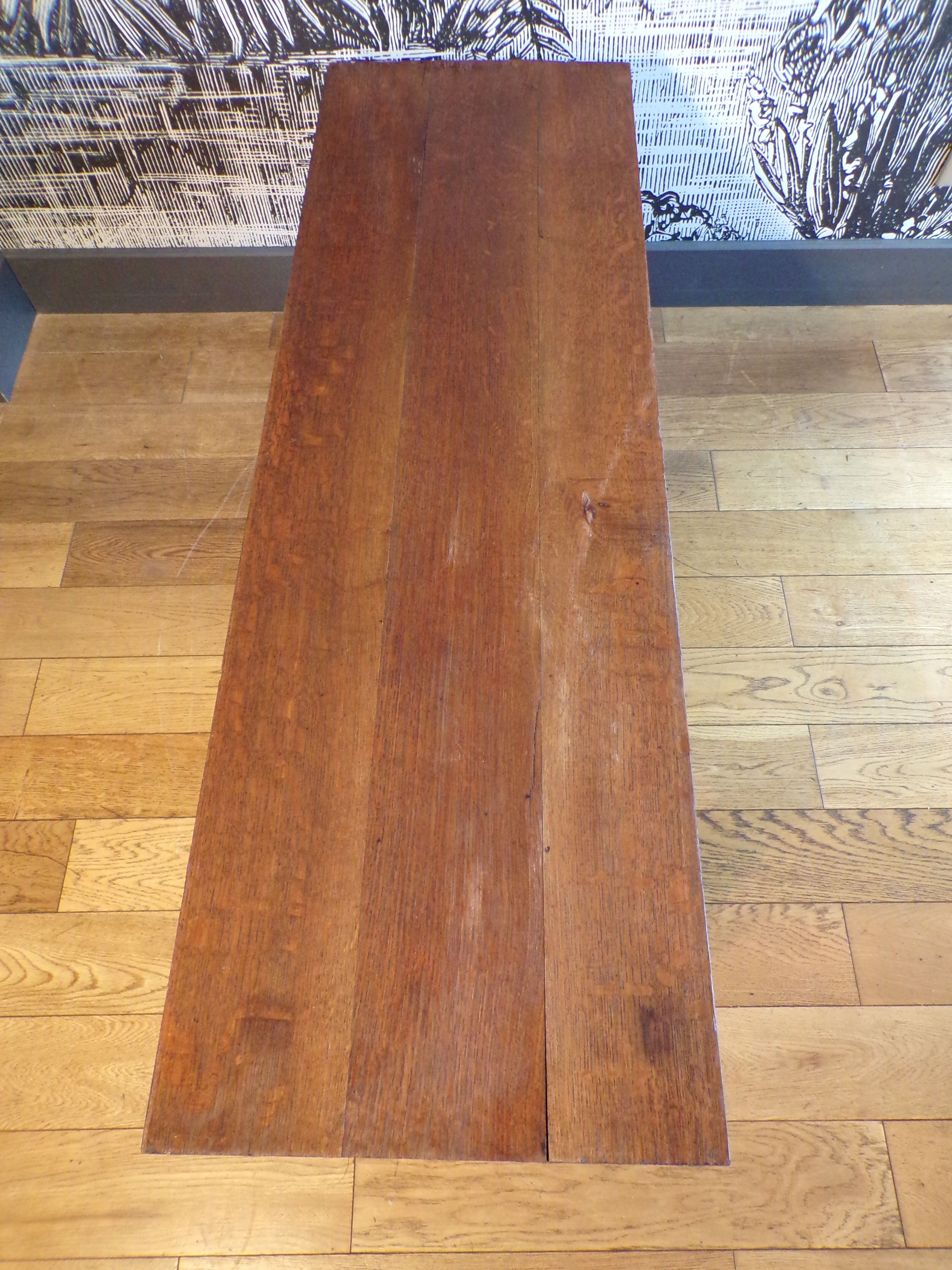 Solid wooden farm bench