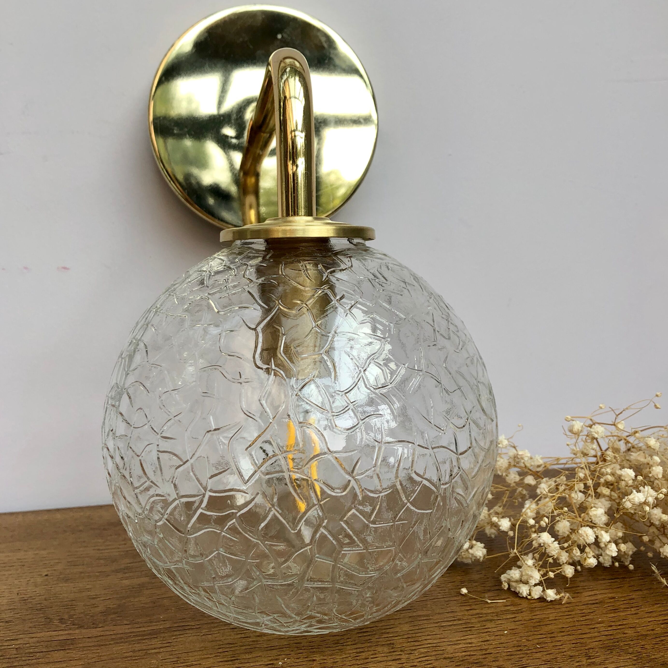 Vintage glass globe wall sconce