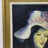 S.foulon - Oil on canvas framed, Woman in hat