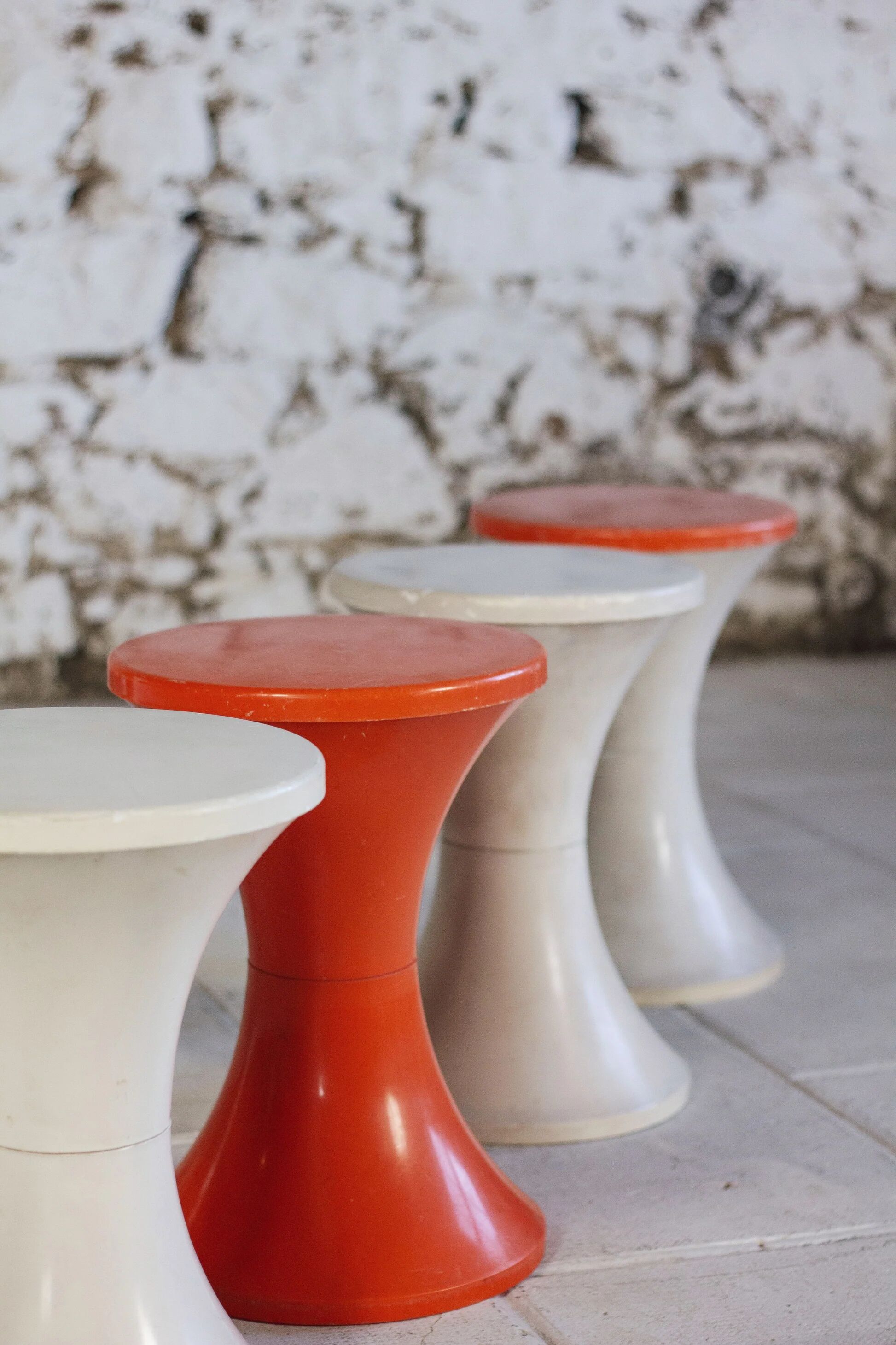Dark orange Tam Tam stool by Henri Massonnet for Stamp, 1970