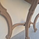 Louis XV curved console in solid oak, 18th century, decorated