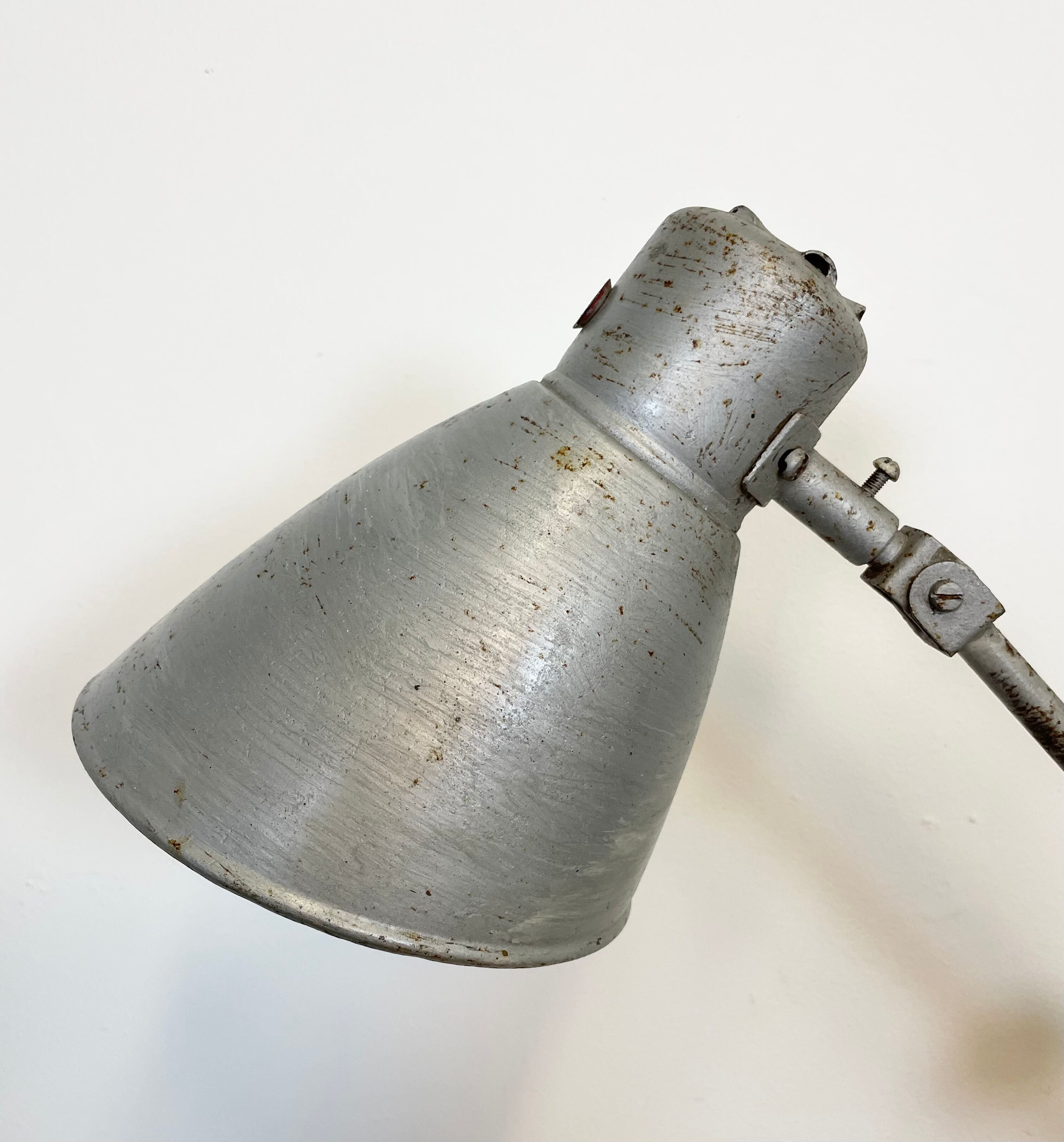 Grey industrial workshop table lamp, 1960s