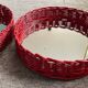 Pair of vintage rattan trays from the 1970s