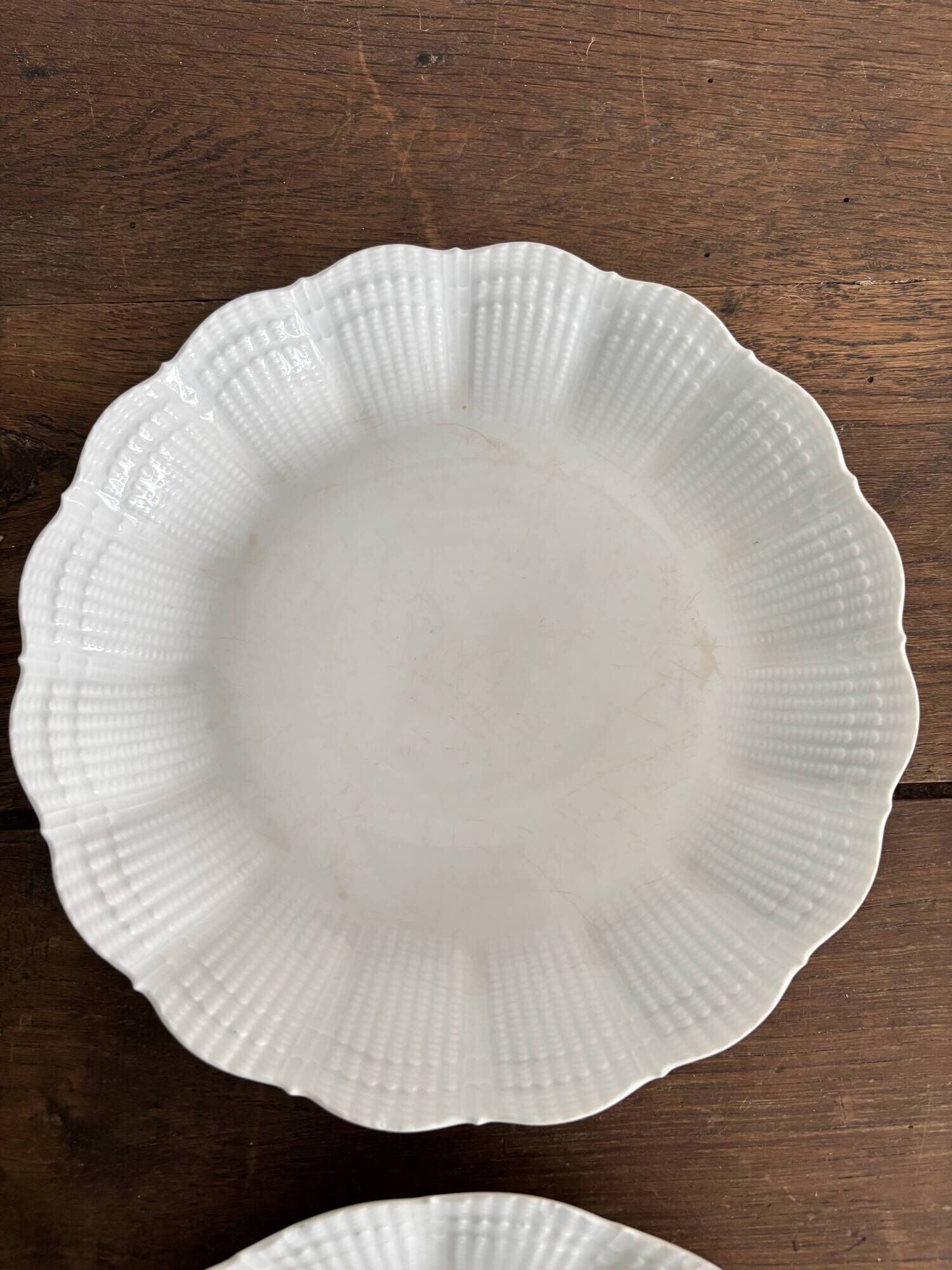 Set of 4 white porcelain deep plates – Giraud Limoges – 21.5